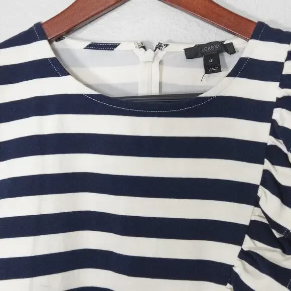 J.Crew Striped Top Black and White Ruffle Size XS Nautical Preppy - Picture 4 of 11